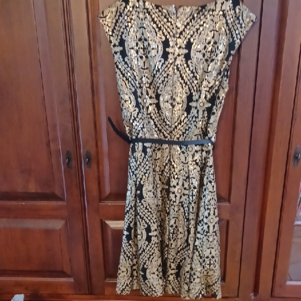 Eva Mendes for New York & Company Black and Gold Mini Dress